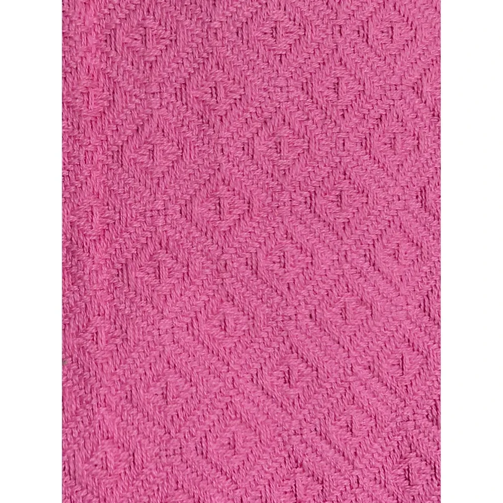 Lilly Pulitzer Pink/Gold Stripe Fringe Tablecloth 77x69 Diamond Rectangular